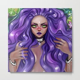 Purple Metal Print | Mermaid, Illustration, Fantasyart, Digitalillustration, Mystic, Beautiful, Flowyhair, Wavyhaired, Rivermermaid, Seacreatures 