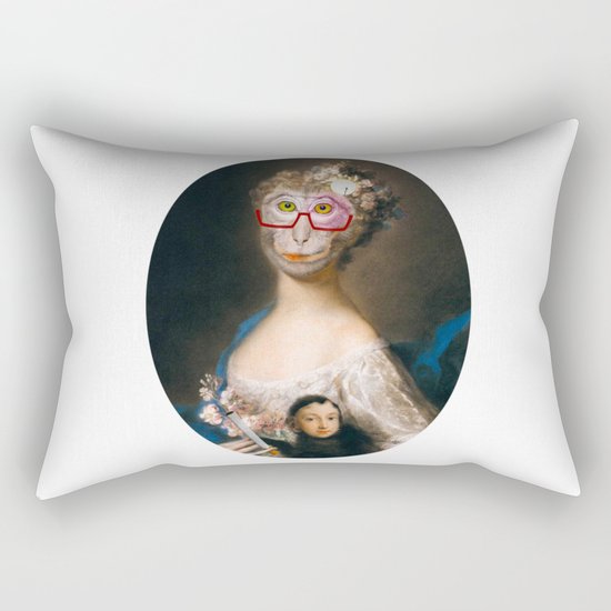 Rosalba Carriera - Young Woman with an Ape? Rectangular Pillow
