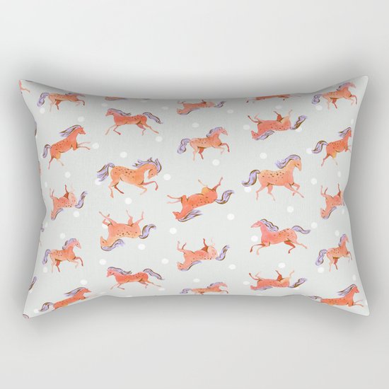Frisky Horses Pattern Rectangular Pillow