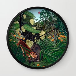 Henri Rousseau - Fight between a Tiger and a Buffalo Wall Clock