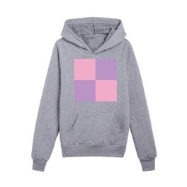 Big Check Lavender Lilac Purple Pink Checked Pattern Kids Pullover Hoodies