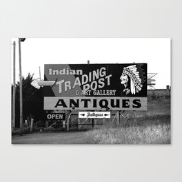 Route 66 - Oklahoma Trading Post Sign 2008 #2 BW Canvas Print