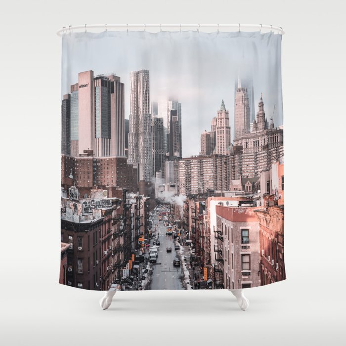 New York City Skyline | Morning Fog | Travel Photography in NYC #2 Shower Curtain