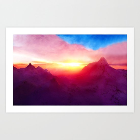 pastel mountain Art Print