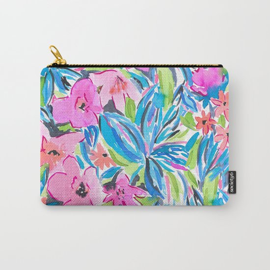Flaunting Floral Aqua Carry-All Pouch
