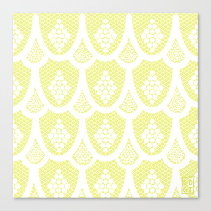 Palm Springs Poolside Retro Pastel Yellow Lace Canvas Print