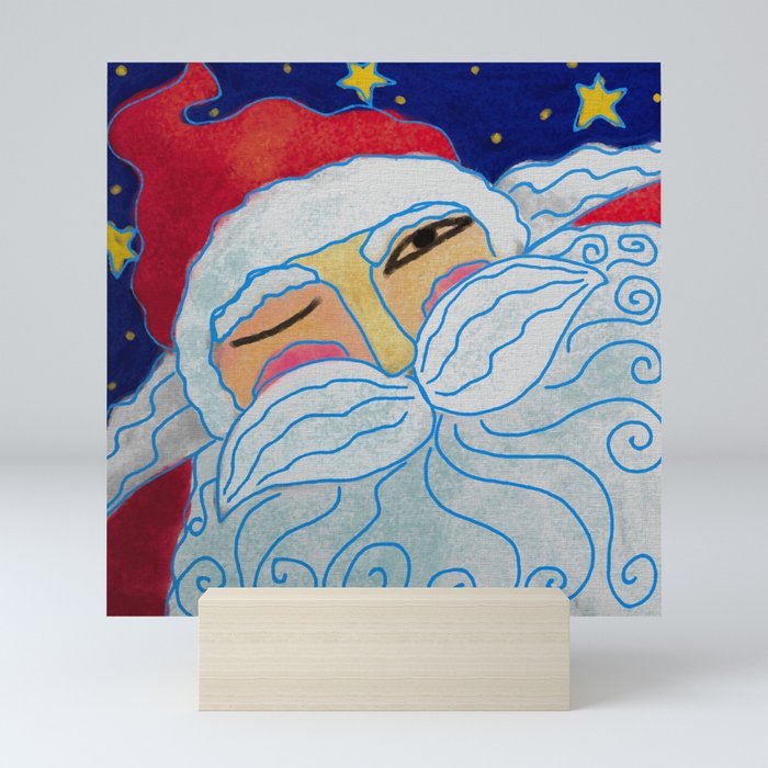 Funky Santa Claus Portrait Abstract Digital Painting Mini Art