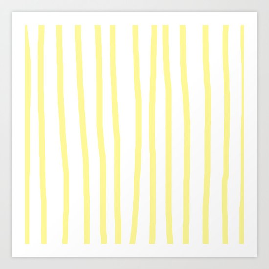 Simply Drawn Vertical Stripes in Pastel Yellow Art Print