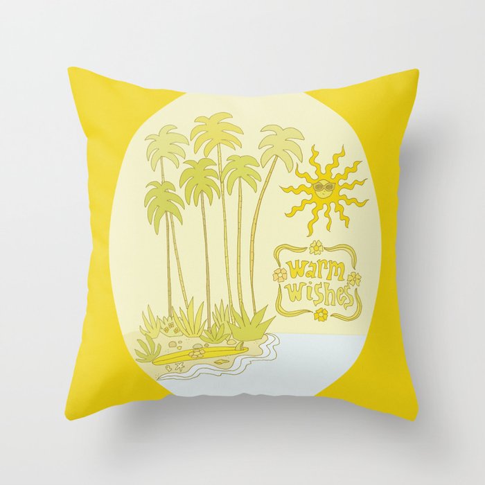 warm wishes happy holidays // retro surf art by surfy birdy Throw Pillow