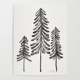 Pine Trees – Black Ink Poster