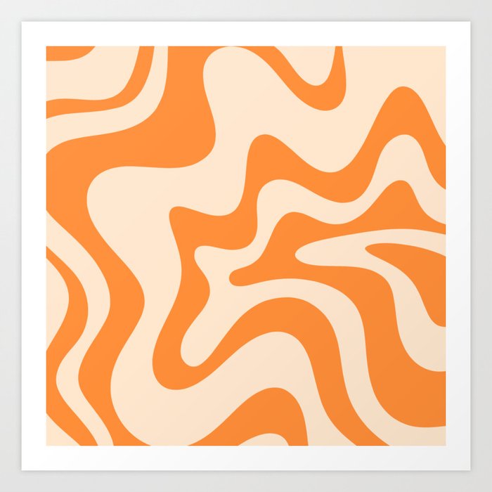 Retro Liquid Swirl Abstract Pattern Square Tangerine Orange Tones