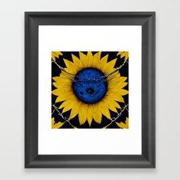Sunflowers & Barbedwire Framed Art Print