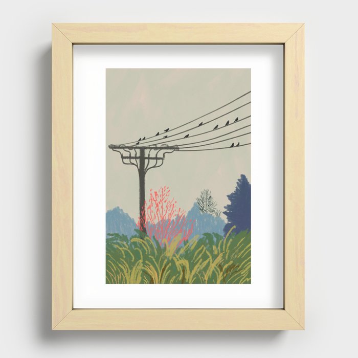 Powerlines and Birds Landscape Recessed Framed Print