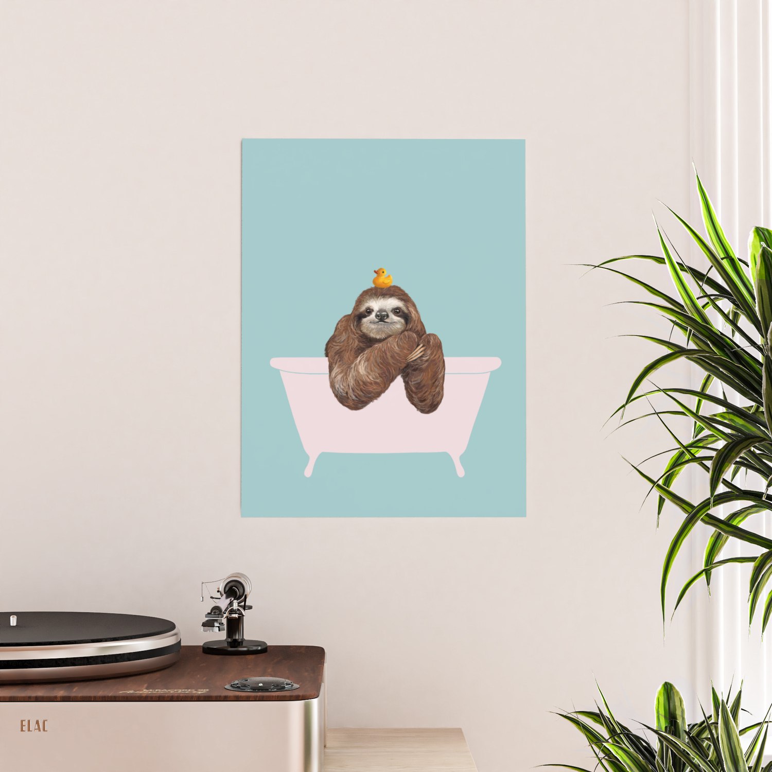 Sloth in Bathtub Poster