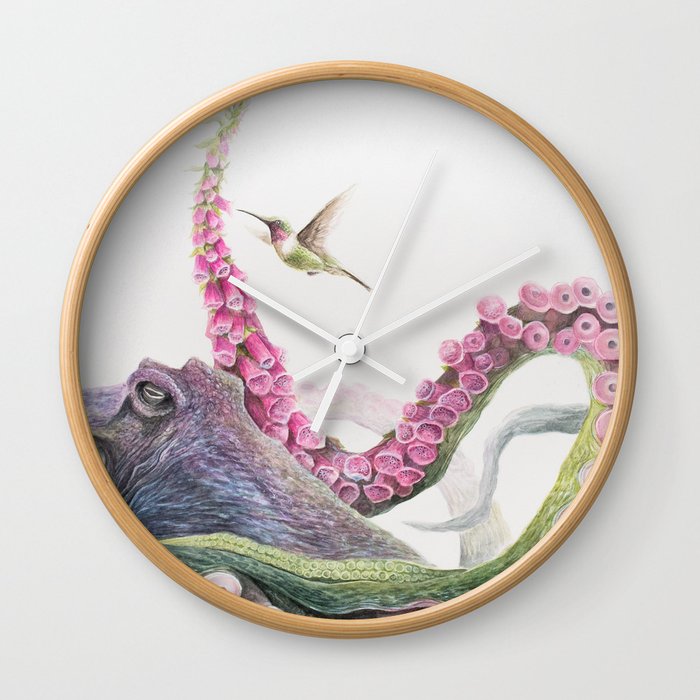 Foxglove Octopus Wall Clock