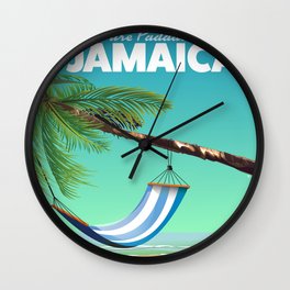'Pure Paradise' Jamaica travel poster Wall Clock