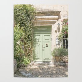 Pastel Green Front Door | Garden Entry In Oppéde, France Art Print | Summer Plants Travel Photography Poster