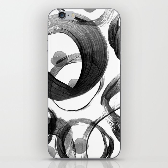 Modern abstract black white hand painted brushstrokes iPhone Skin