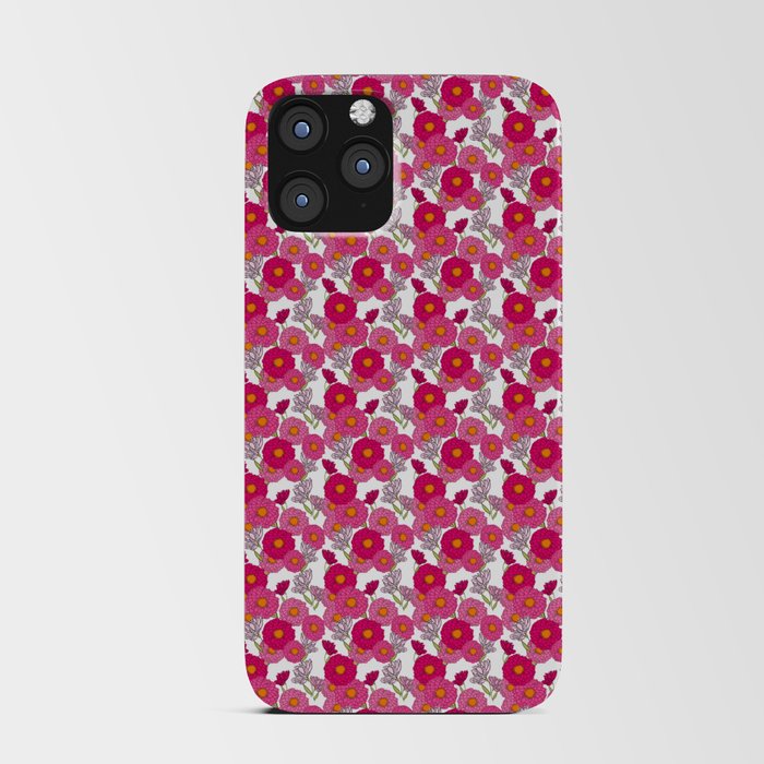 Retro Mid-Century Modern Mums Pink And White Floral Mini iPhone Card Case