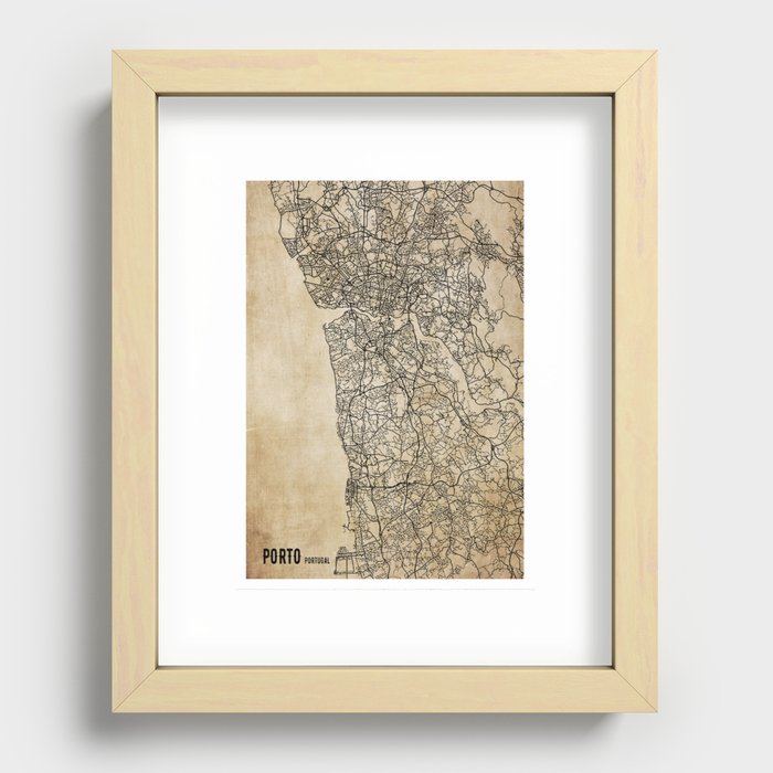 Porto portugal vintage map Recessed Framed Print