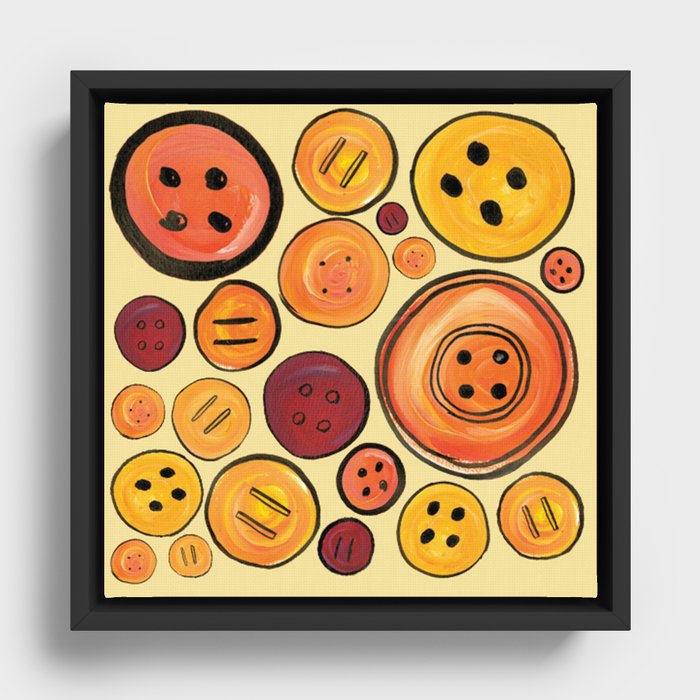 Yellow Buttons Framed Canvas
