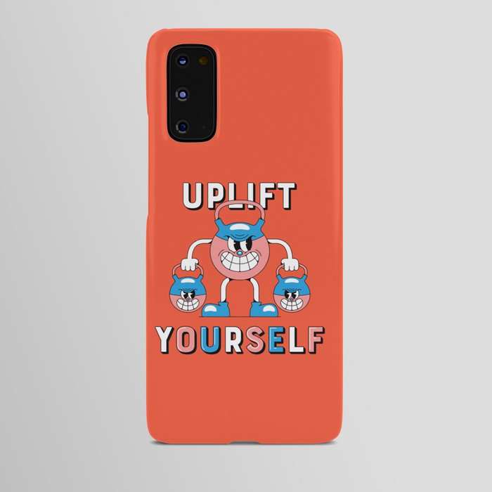 Funny trendy retro cartoon gym exercise quote illustration Android Case