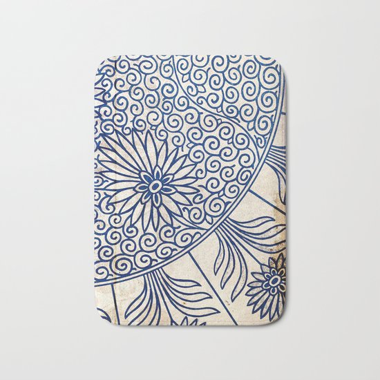 Blue Oriental Vintage Tile 01 Bath Mat