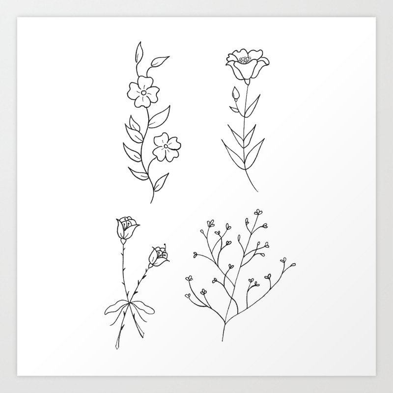 Dainty Wildflower Bouquets Illustration Art Print By Lapetitemesange Society6