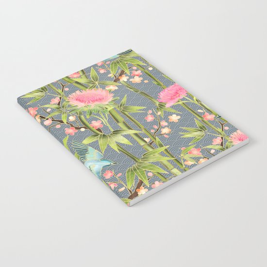 Bamboo, Birds and Blossom - grey Notebook