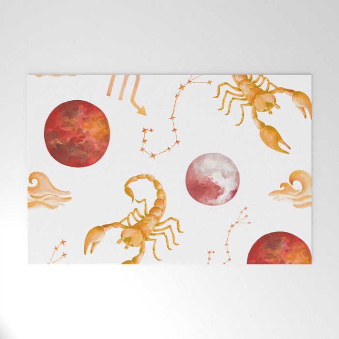 Scorpio in Gold and Red Welcome Mat