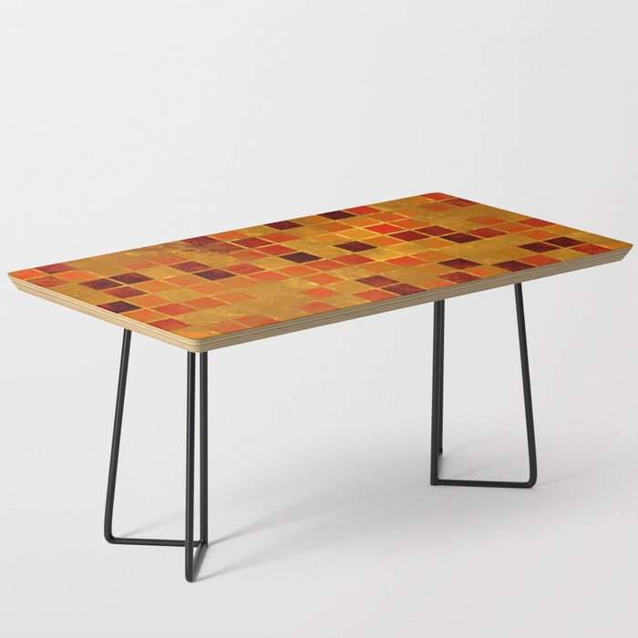 Dirty Gold and Red Squares Coffee Table