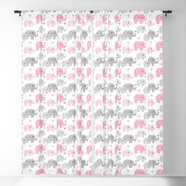 Pink Gray Elephant Baby Girl Nursery Blackout Curtain