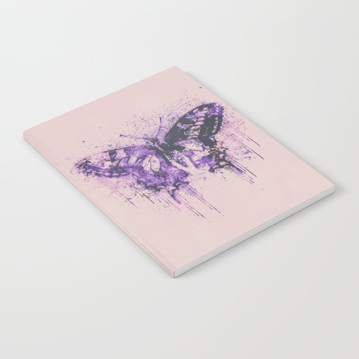 Artsy Butterfly Mixed Media Art  pastel pink and purple Notebook