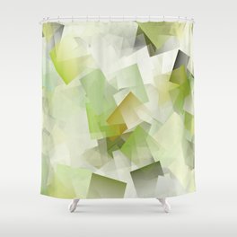 Geometric Stacks Green Shower Curtain