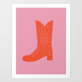 Red and Pink Cowgirl Boot! Art Print