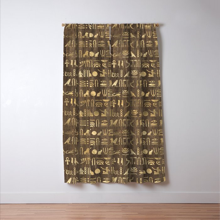 Brown Gold Ancient Egyptian Hieroglyphic Script Blackout Curtain By Nlmiller07art Society6