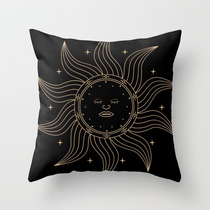 Ornament Sun with sleeping face beautiful Throw Pillow