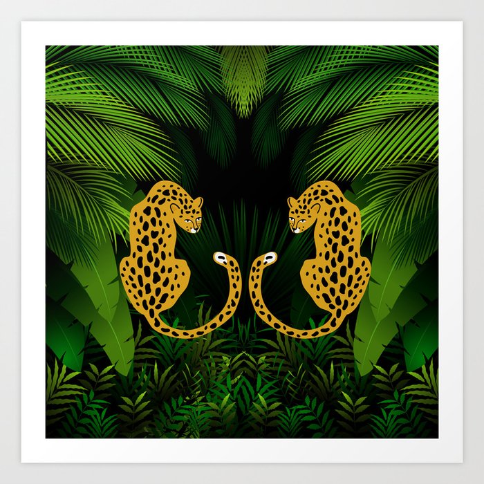 Jungle Exotic Tropical Leopards Art Print