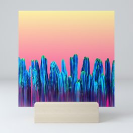 Candy Sunset Blue Cactus Glitch Mini Art Print