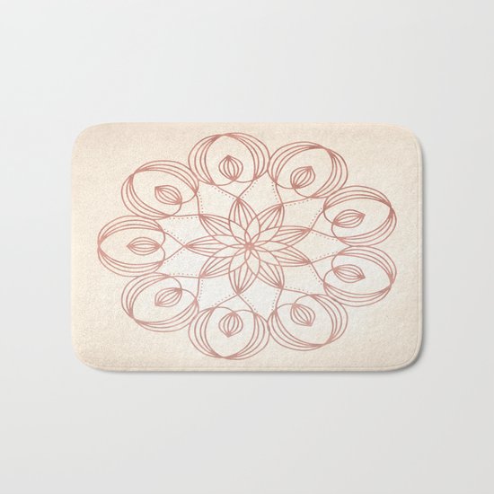 Mandala Floweret Rose Gold on Cream Bath Mat