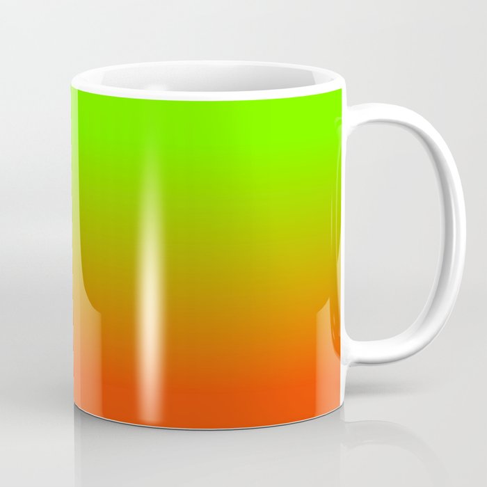 Neon Green and Neon Orange Ombré  Shade Color Fade Coffee Mug