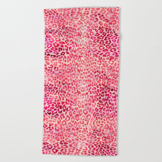Pink Leopard Print Beach Towel
