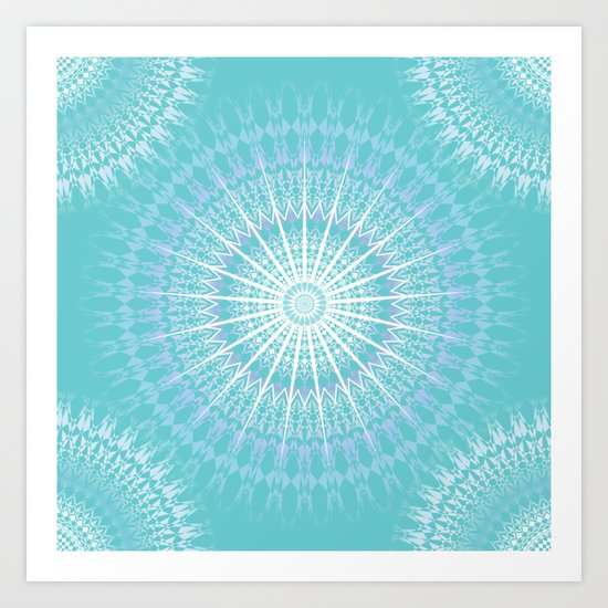 Turquoise Purple Boho Mandala Art Print