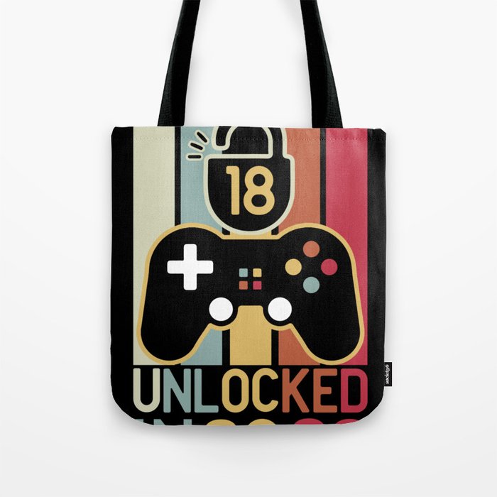 Level 18 unlocked in 2022 18th birthday gamer gift Tote Bag