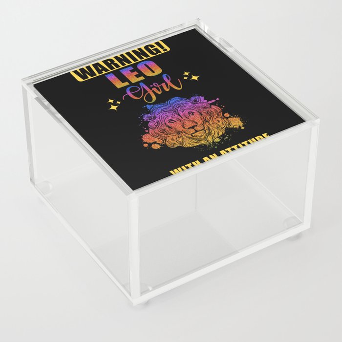 Warning Leo Girl with Attitude Acrylic Box