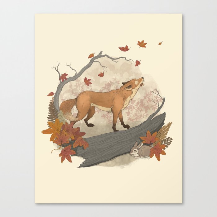 Fox and rabbit Canvas Print