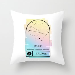 Taurus Zodiac | Pastel Gradient Throw Pillow