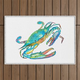 Watercolor Crab Outdoor Rug