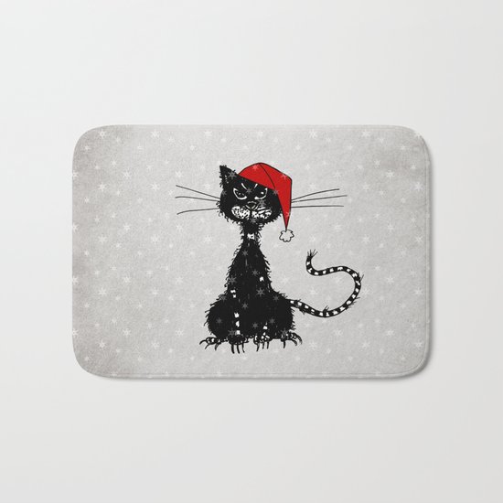 Evil Christmas Cat Bath Mat