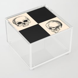 Skulls Horror Gothic Victorian Black Beige Checkerboard Acrylic Box